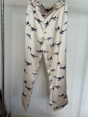 Cream Shark-Print Pajama Pants